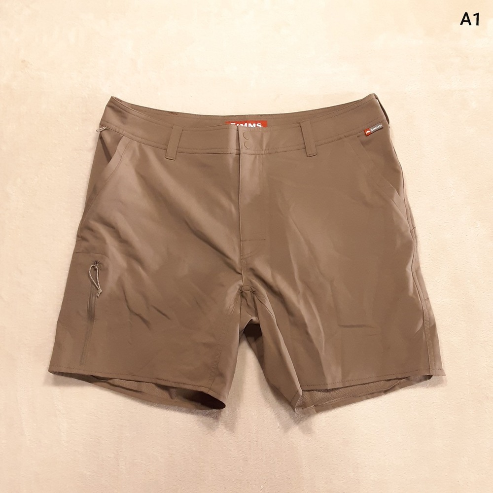 Simms Mens Skiff Performance Shorts Sz.36 Brown Utility Pocket 7" Inseam - Picture 8 of 8